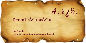 Arend Árpád névjegykártya